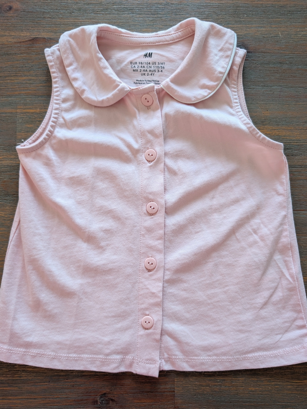 H&M Light Pink Button-Front Sleeveless Tank Top